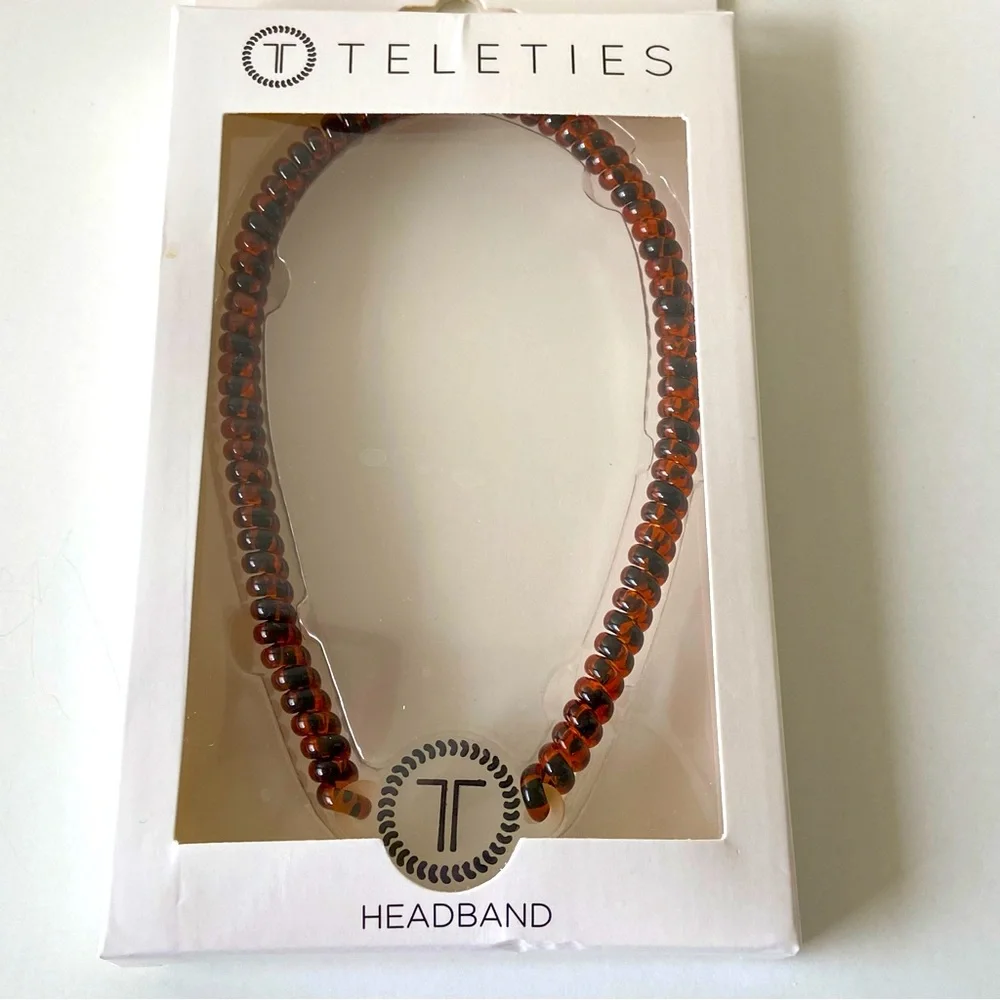 Teleties Almond Brown Tortoise Elastic Headband Hair Tie One Size New